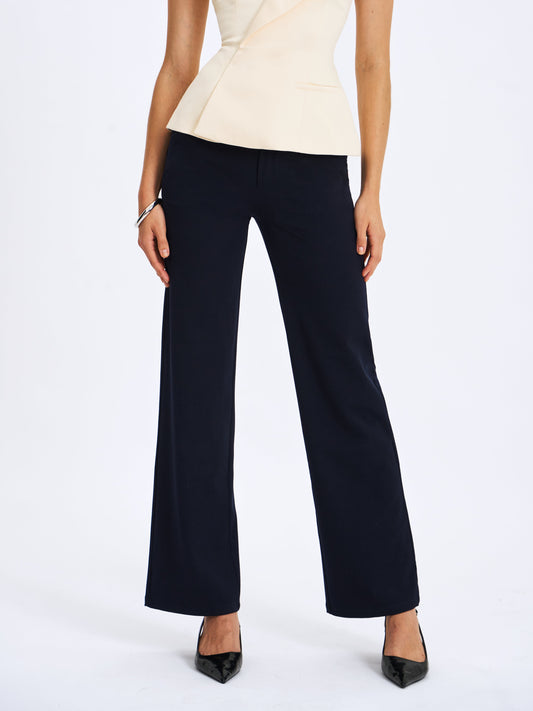 Yanin Navy Low-Rise Straight Leg Pants