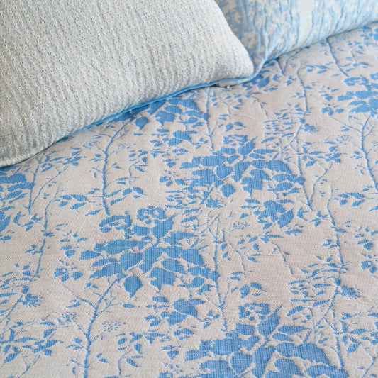 Bedcover Mikado Blend Linen Cotton Queen  94.5” x110” Inch azure camogli/french blue col.107