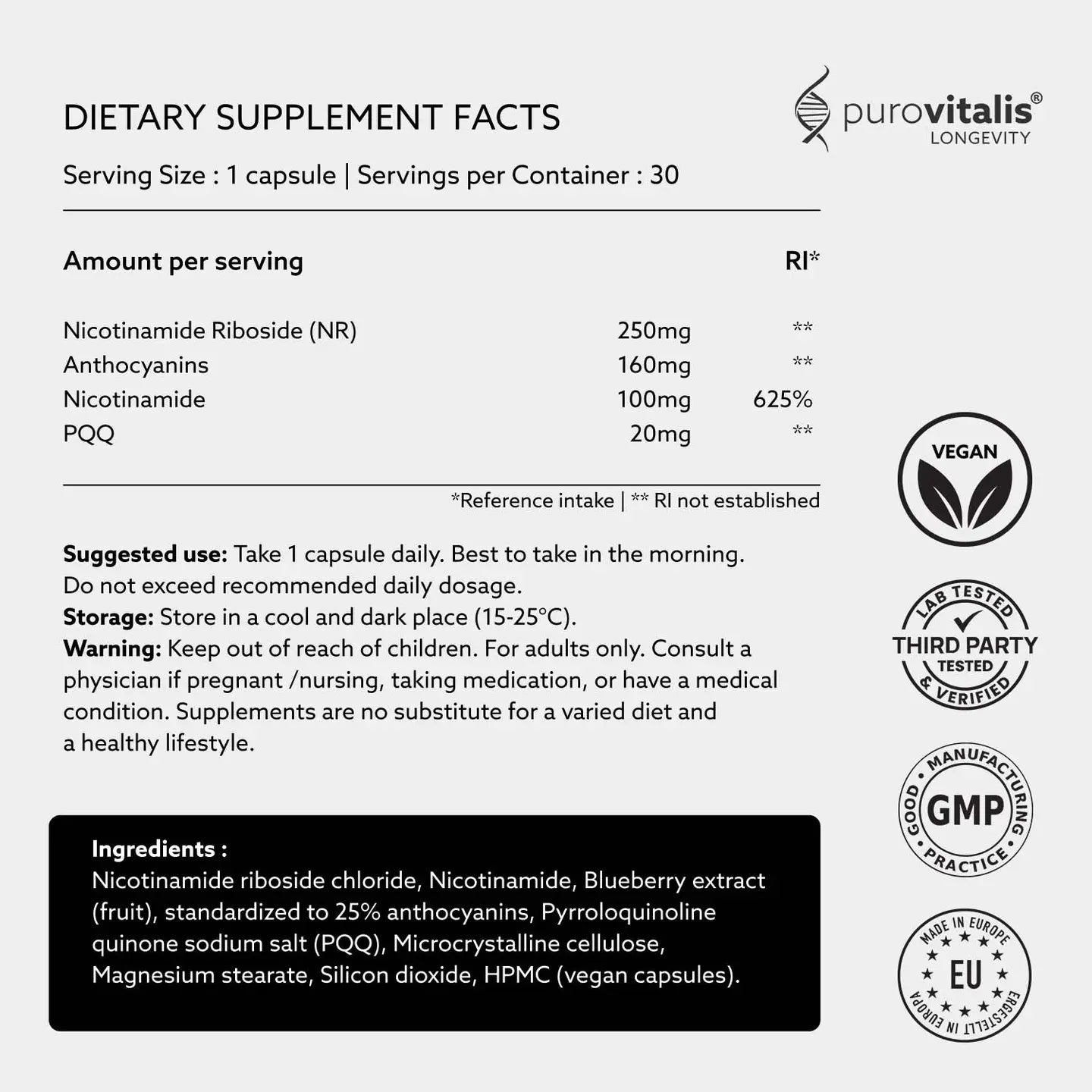 Nad+ Booster – Nr, Pqq, Anthocyanins, B3