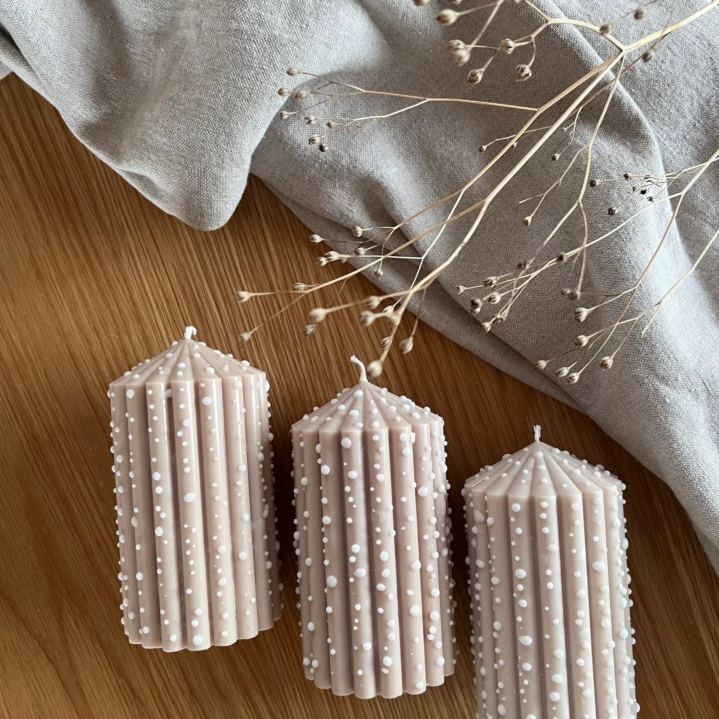 Let It Snow - Nude Brown Block Candle