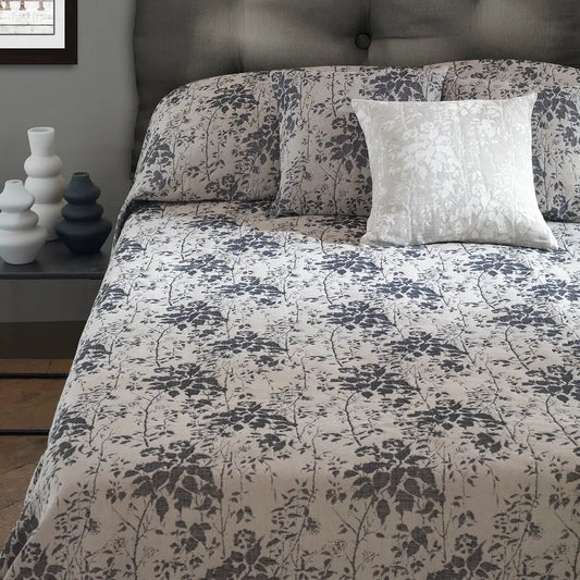 Bedcover Mikado Blend Linen Cotton Queen  94.5” x110” Inch black - col.105