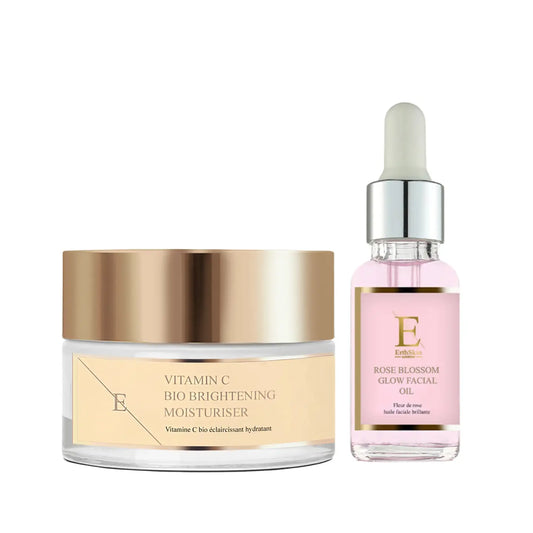 "Rose Blossom Glow Facial Oil 30ml + Vitamin C Bio Brightening Moisturiser 50ml "
