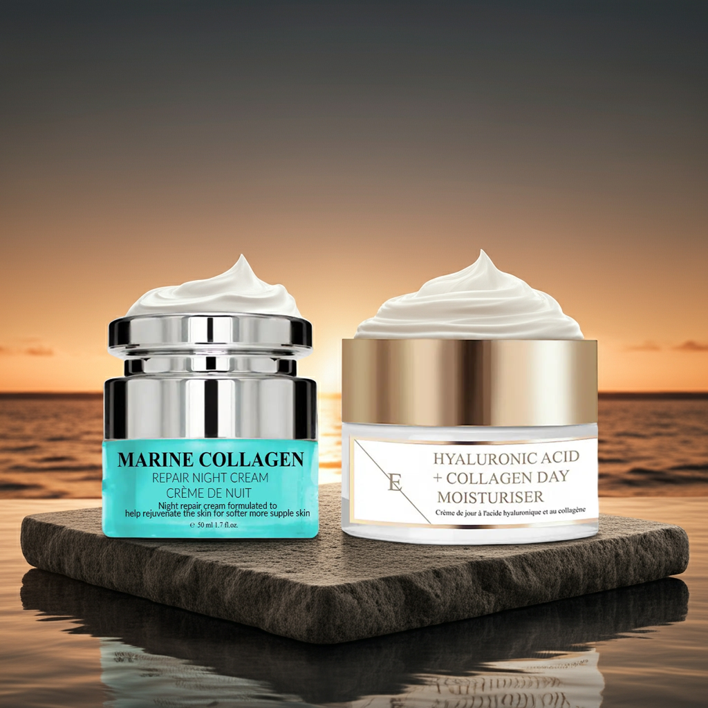 Hyaluronic Acid & Collagen Day Cream 50ml + Marine Collagen Night Cream 50ml