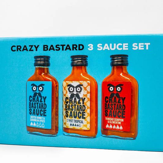 Crazy Bastard Hot Sauce -(3x 100ml) 3er Set (Caribbean Box
