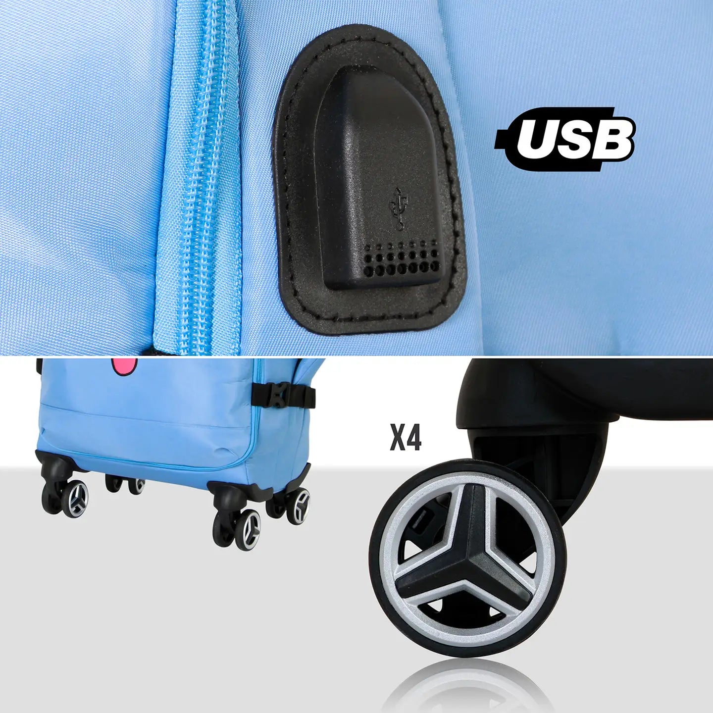 Disney Lilo and Stitch Face-4-Wheel Cabin Suitcase