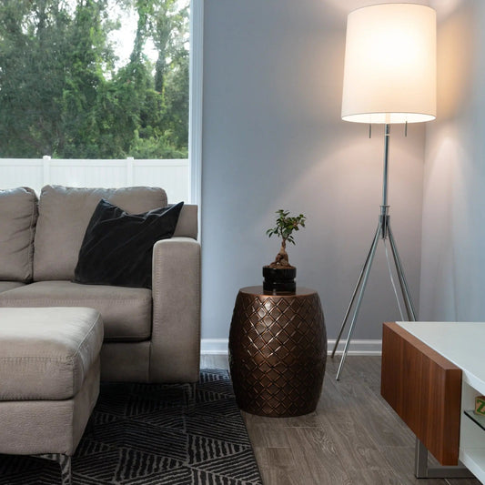 Braga Metal Stool-Container in Copper Finish