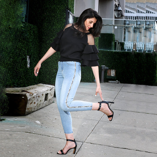 Beaded Snake Trim Side Insert Capris