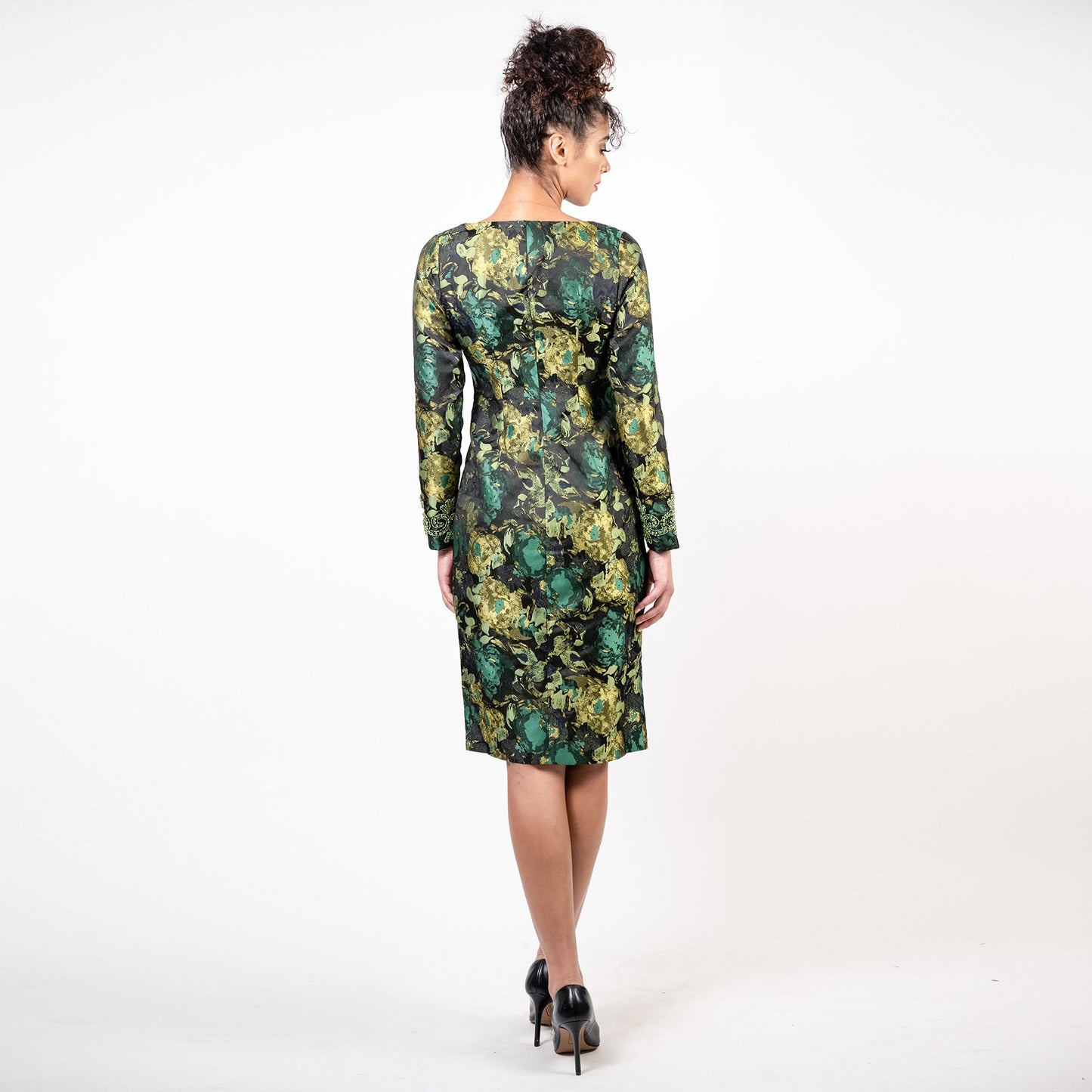 The Beaded Sleeves Front Zip Midi Classic