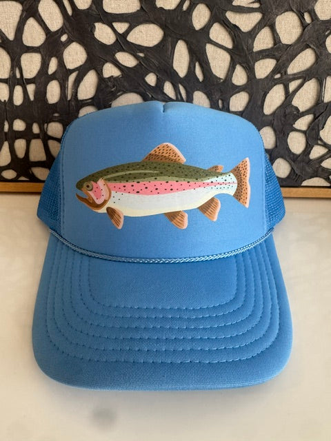 Rainbow trout light blue trucker