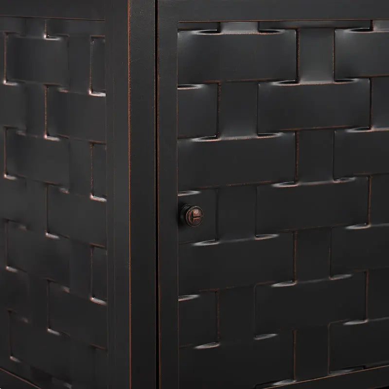 Preston 44" Rectangular Basketweave Aluminum Convertible Gas Fire Pit Table