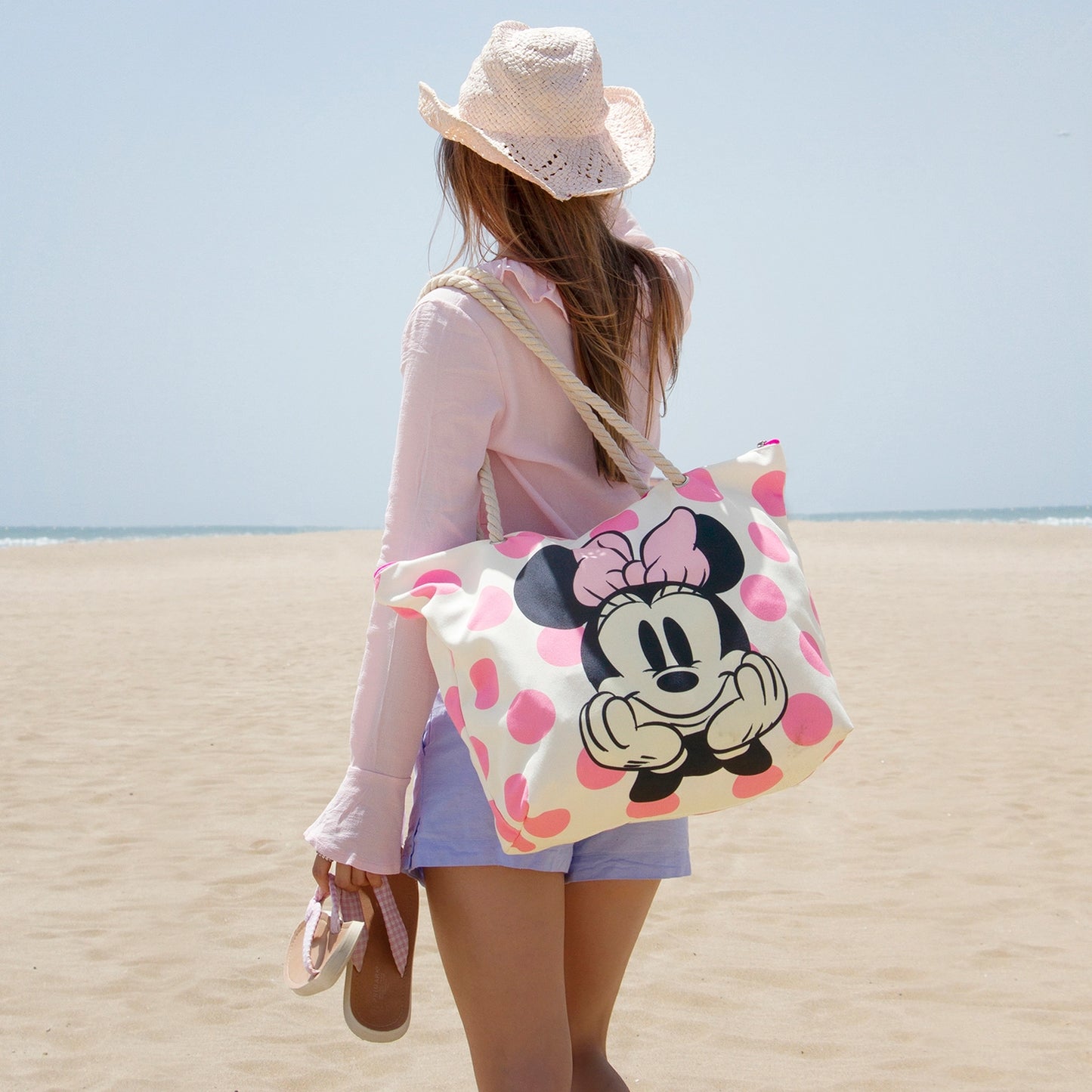Disney Minnie Mouse Dots-Soleil Beach Bag, Pink