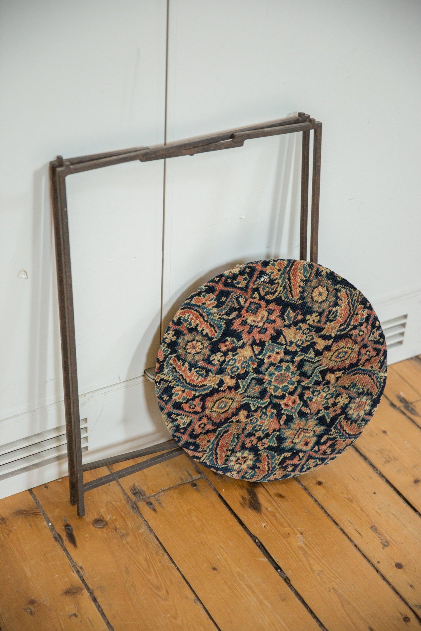 Reclaimed Antique Rug Fragment Side Table Stand 6 of 7
