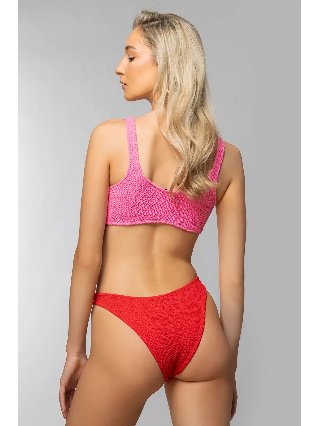 Crinkle Ring Set Pink-Red