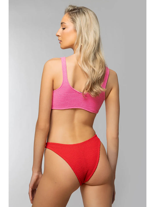 Crinkle Ring Set Pink-Red