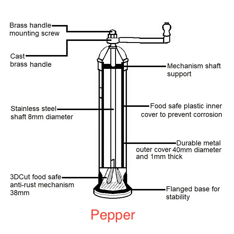 The Original 'chrome Mill' - Polished 9" Pepper Grinder