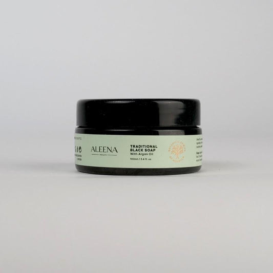 Traditional Black Soap with Morocco Argan Oil.