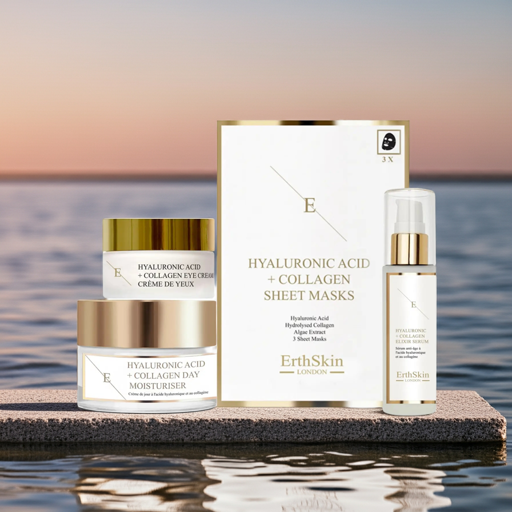 Hyaluronic Acid & Collagen Day Cream 50ml + Hyaluronic Acid & Collagen Serum - 60ml + Hyaluronic Acid & Collagen Mask - 3 Sheets+Hyaluronic Acid + Collagen Pro Age Eye Cream 30ml