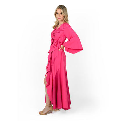 Godetted Cascading Front Maxi Dress
