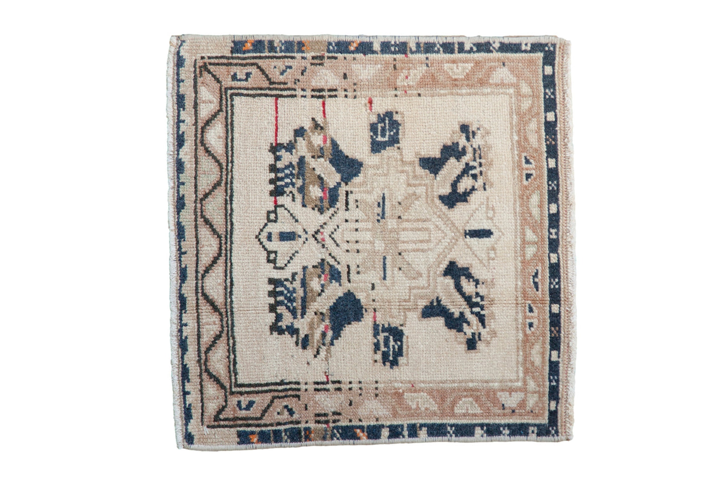 1.5x1.5 Vintage Distressed Oushak Square Rug Mat