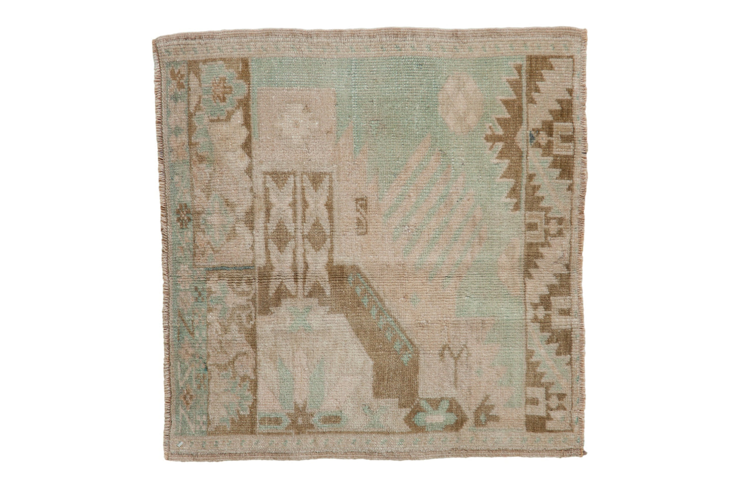 2x2 Vintage Distressed Oushak Square Rug Mat