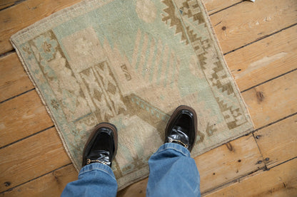 2x2 Vintage Distressed Oushak Square Rug Mat