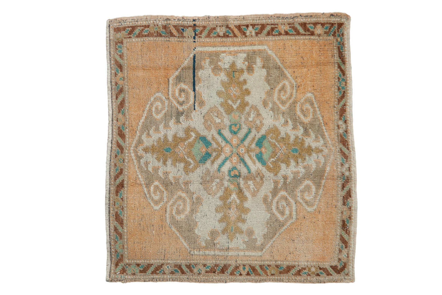 2.5x2.5 Vintage Distressed Oushak Square Rug Mat