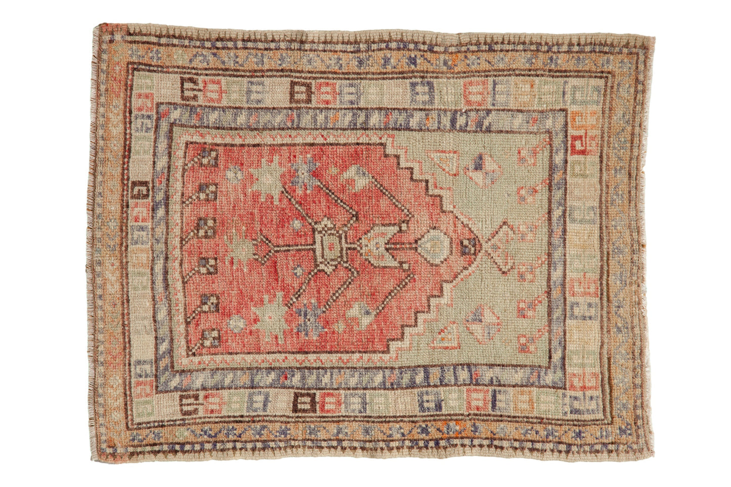 2.5x3 Vintage Distressed Oushak Square Rug