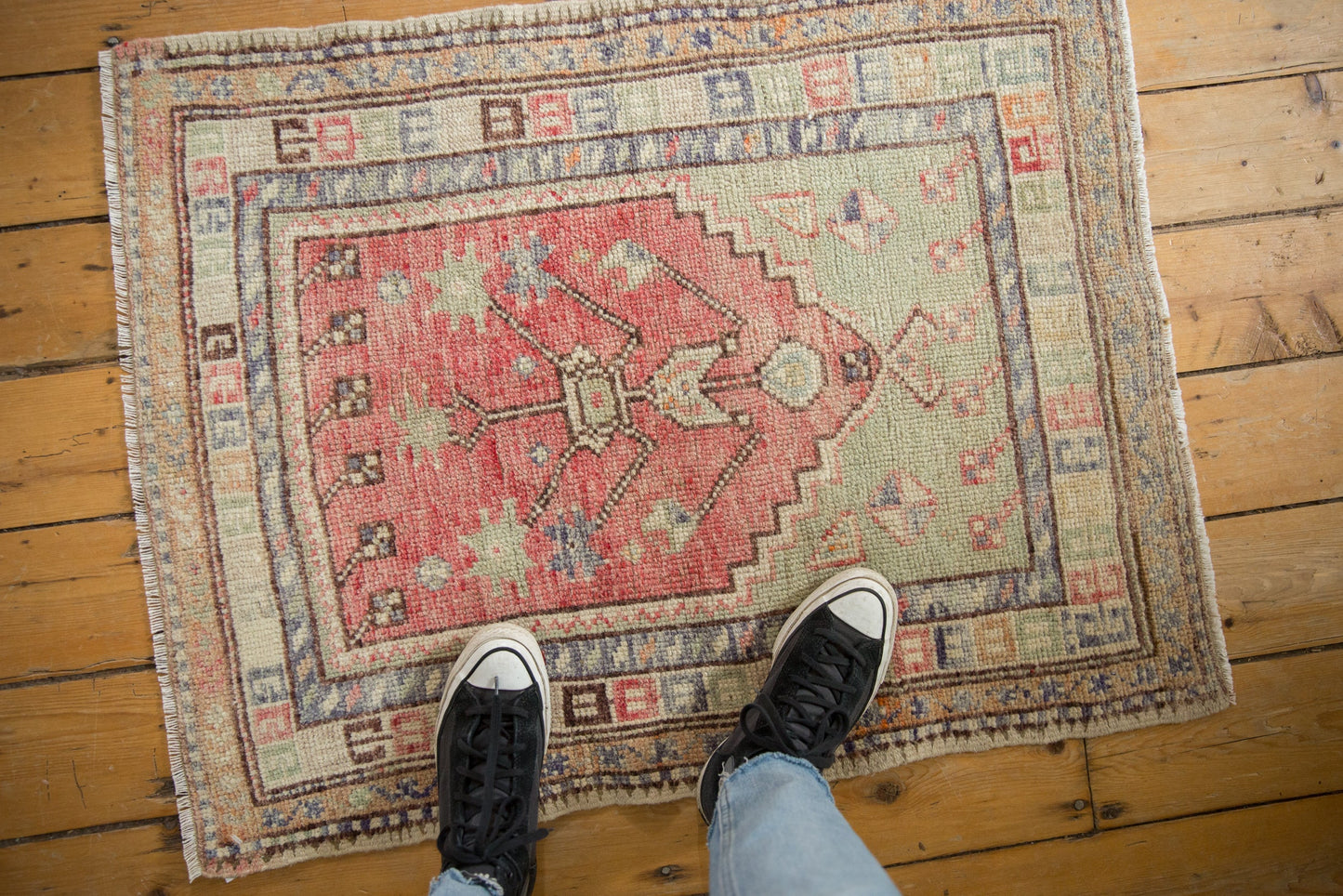 2.5x3 Vintage Distressed Oushak Square Rug