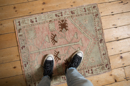 2.5x3 Vintage Distressed Oushak Square Rug