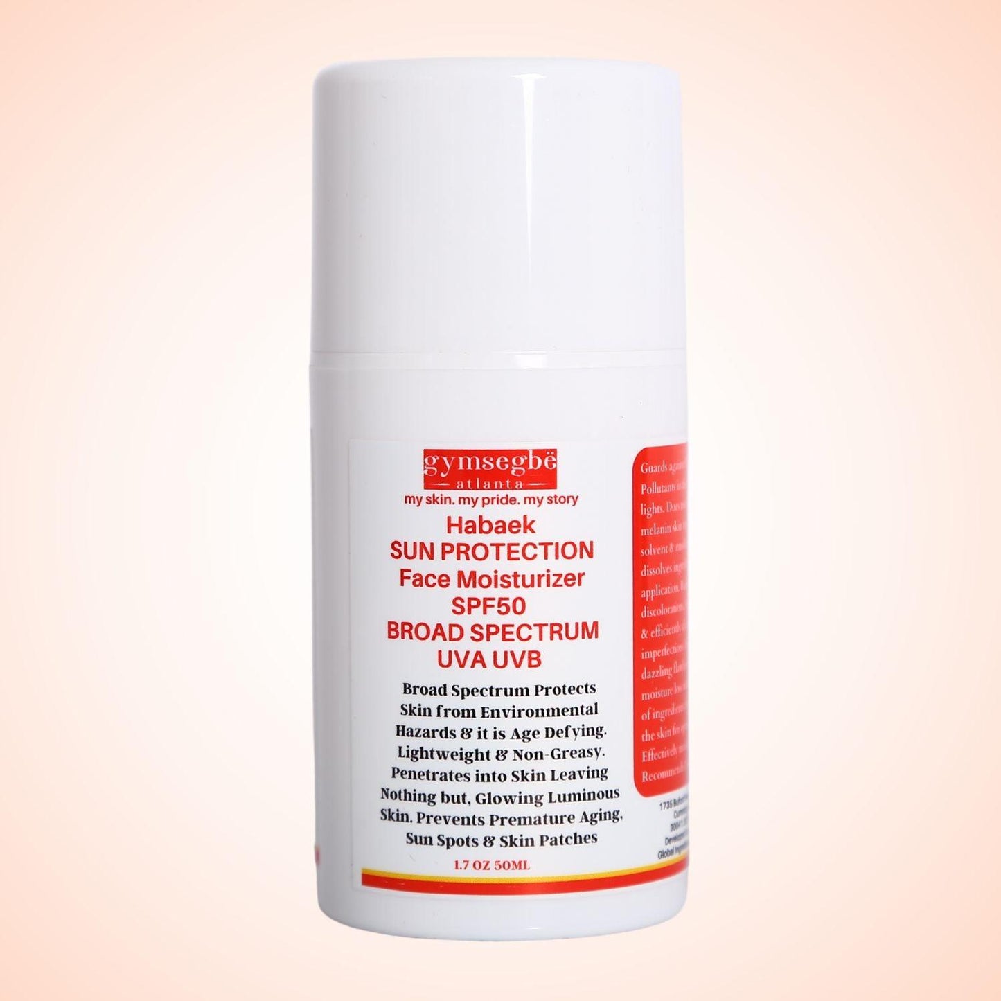 Habaek Sun Protection Face Moisturizer SPF50 | Peptides | Niacinamide