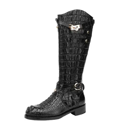 Crocodile Knee High Boots Women