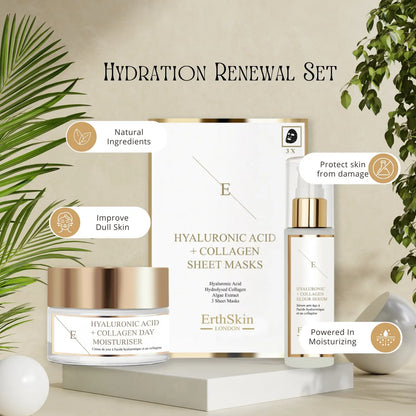 Hyaluronic Acid & Collagen Day Cream 50ml + Hyaluronic Acid & Collagen Serum - 60ml + Hyaluronic Acid & Collagen Mask - 3 Sheets