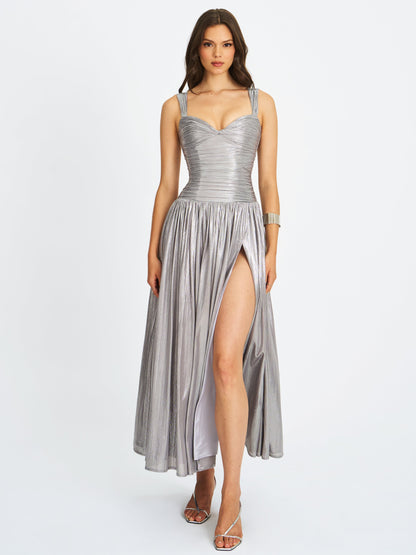 Palmer Silver Glitter Drop Waist Maxi Dress