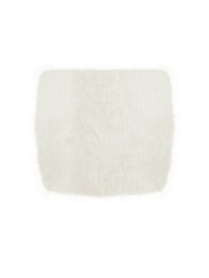 Narla Ivory Low-Waisted Fur Mini Skirt