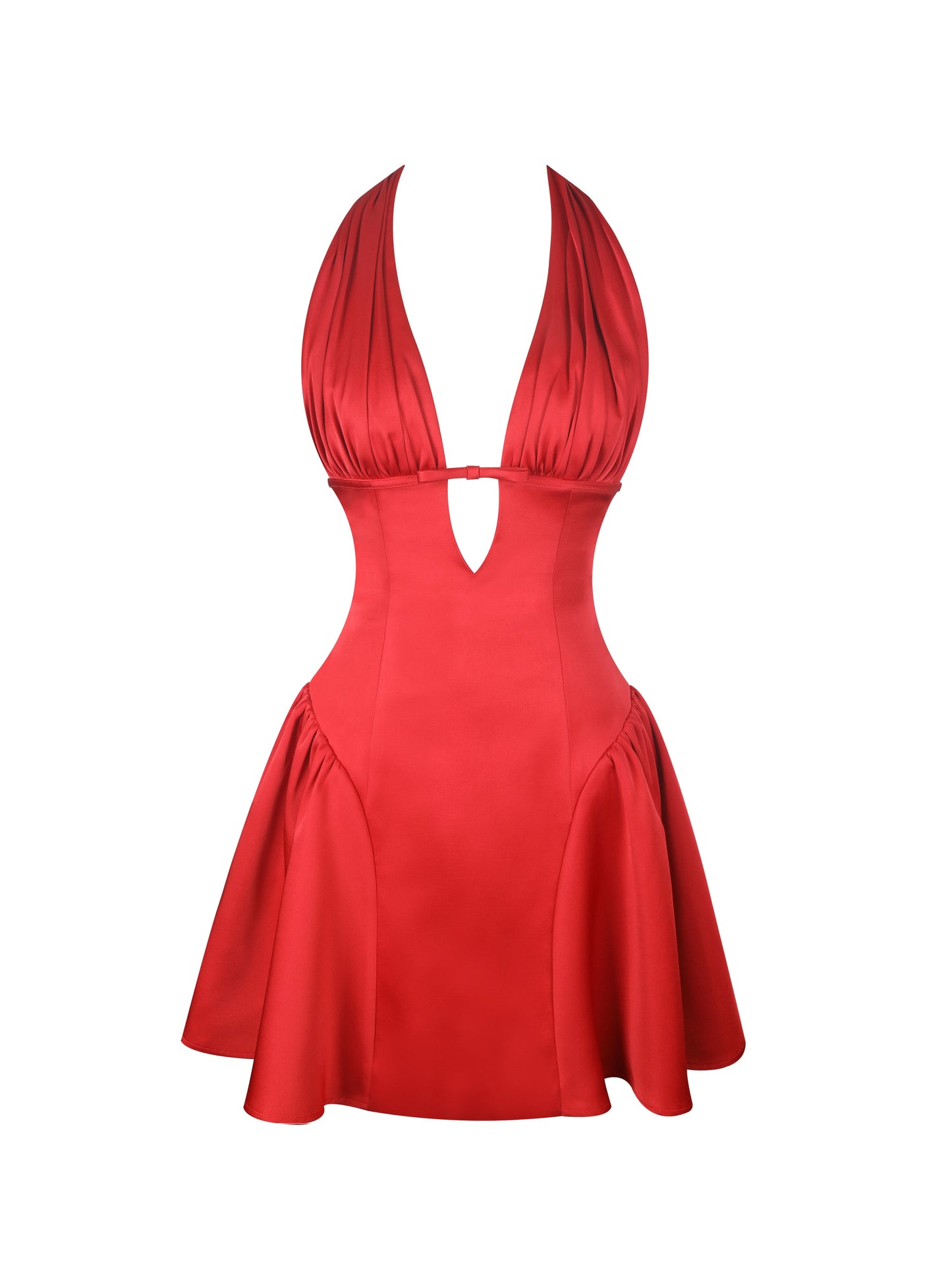 Peyton Ruby Plunging Halter Keyhole Mini Dress