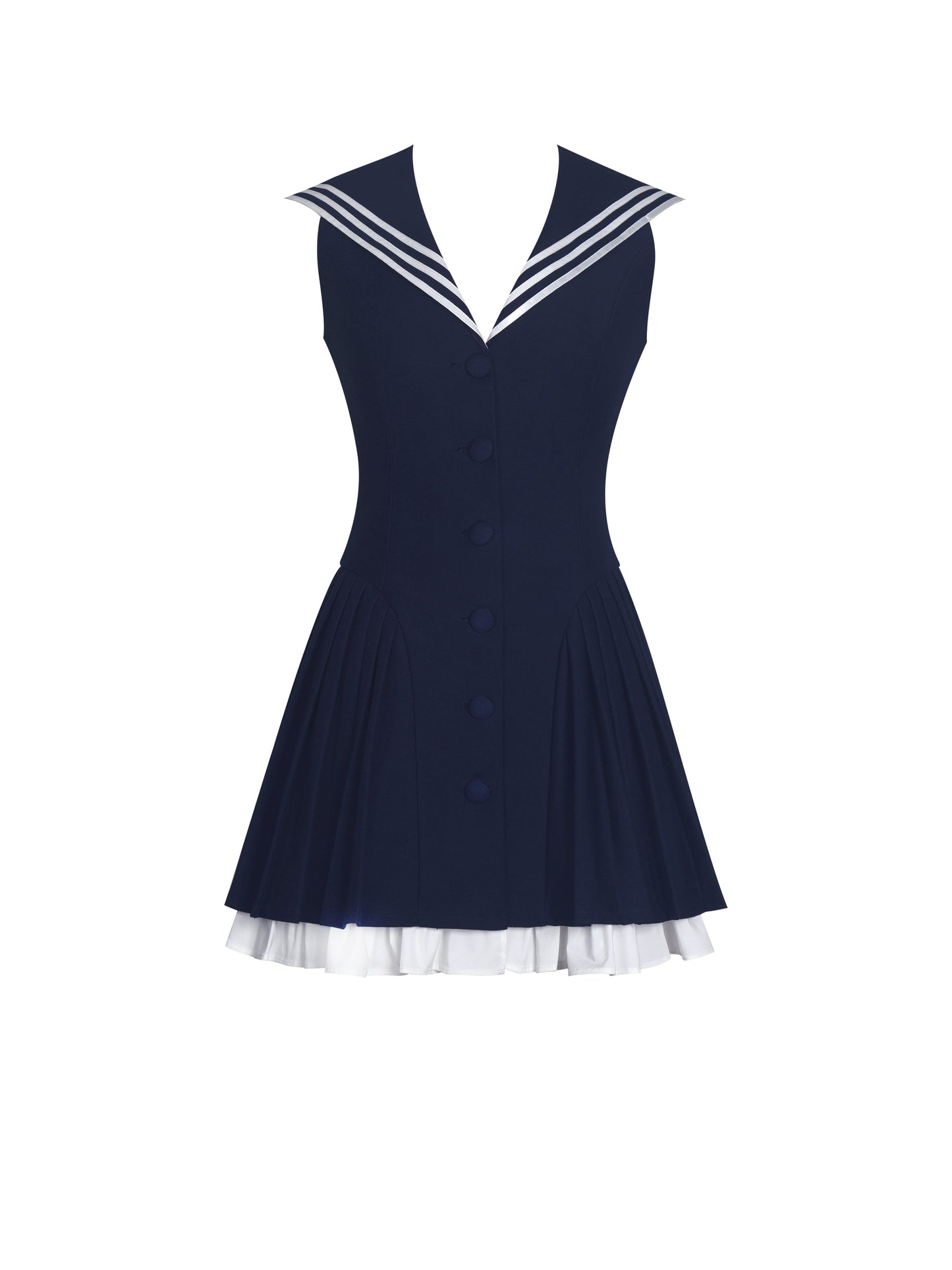 Calliope Navy Sailor Pleated Mini Dress