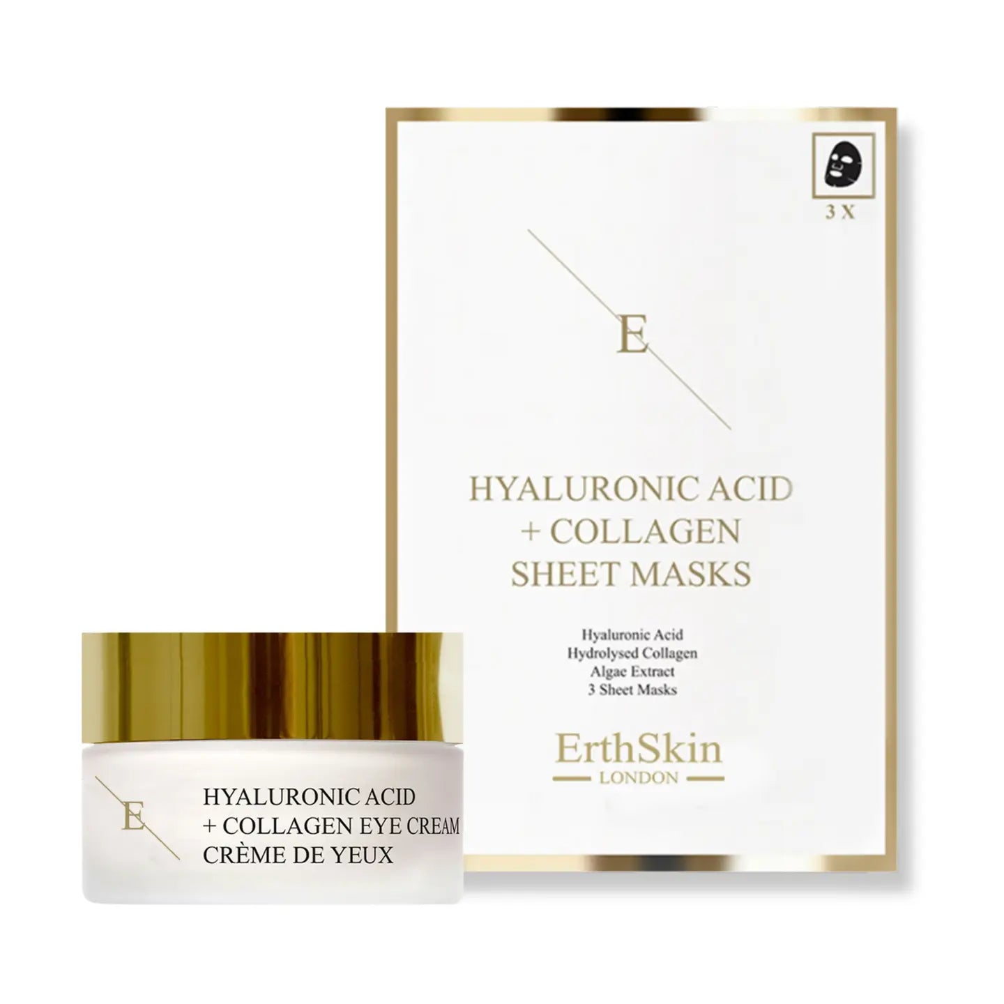"Hyaluronic Acid & Collagen Mask - 3 Sheets + Hyaluronic Acid + Collagen Pro Age Eye Cream 30ml
