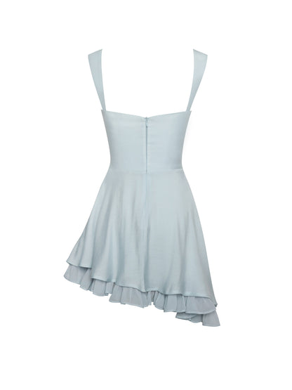 Yaffa Baby Blue Asymmetrical Mini Dress