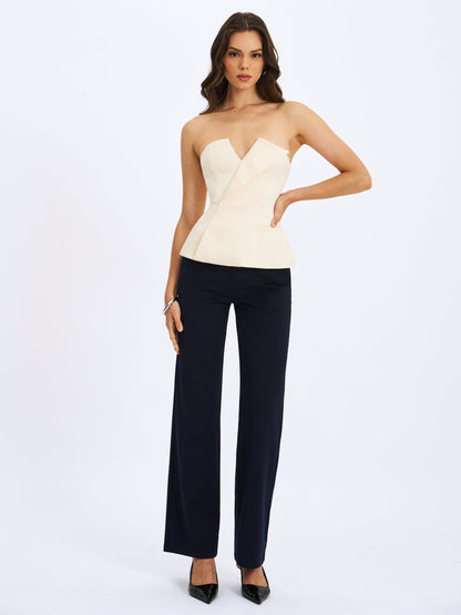 Yanin Navy Low-Rise Straight Leg Pants