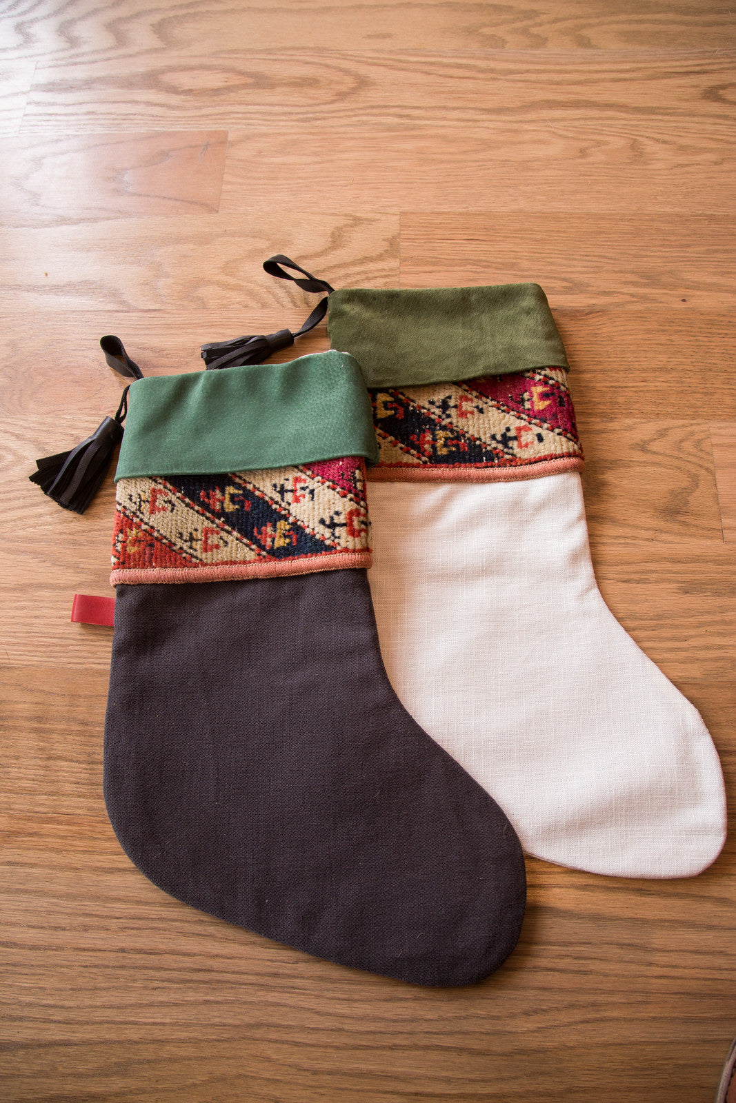 Luxe Heirloom Rug Fragment Stocking Charcoal