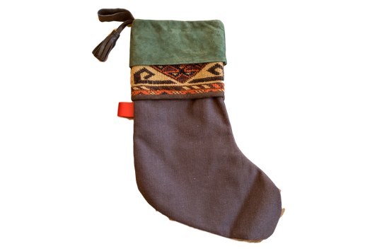 Antique Rug Fragment Stocking Green