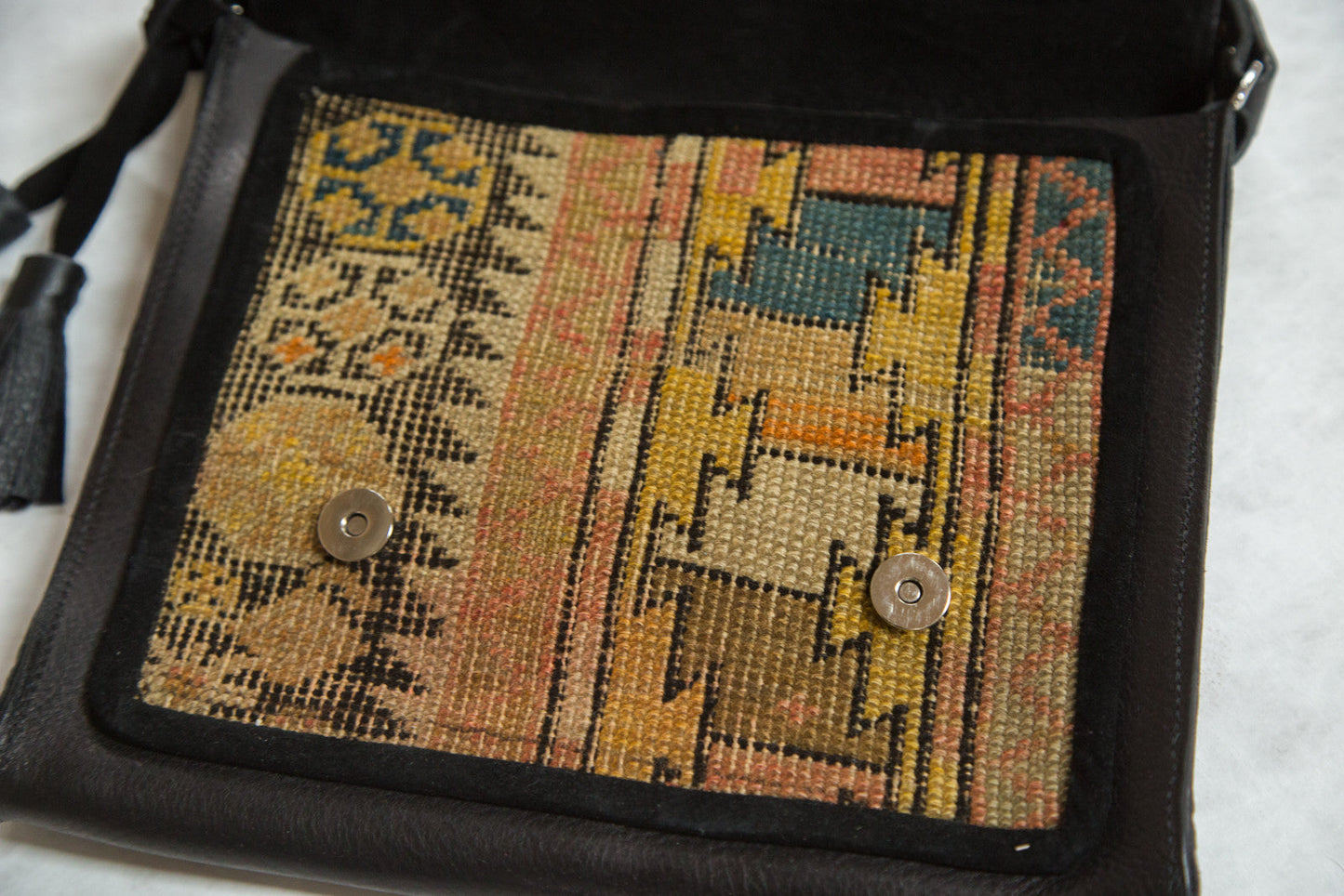 Antique Caucasian Rug Fragment Messenger Bag