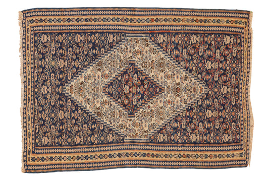 3.5x5 Antique Senneh Kilim Rug