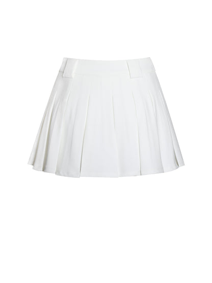 Oaklyn White Pleated Mini Skort