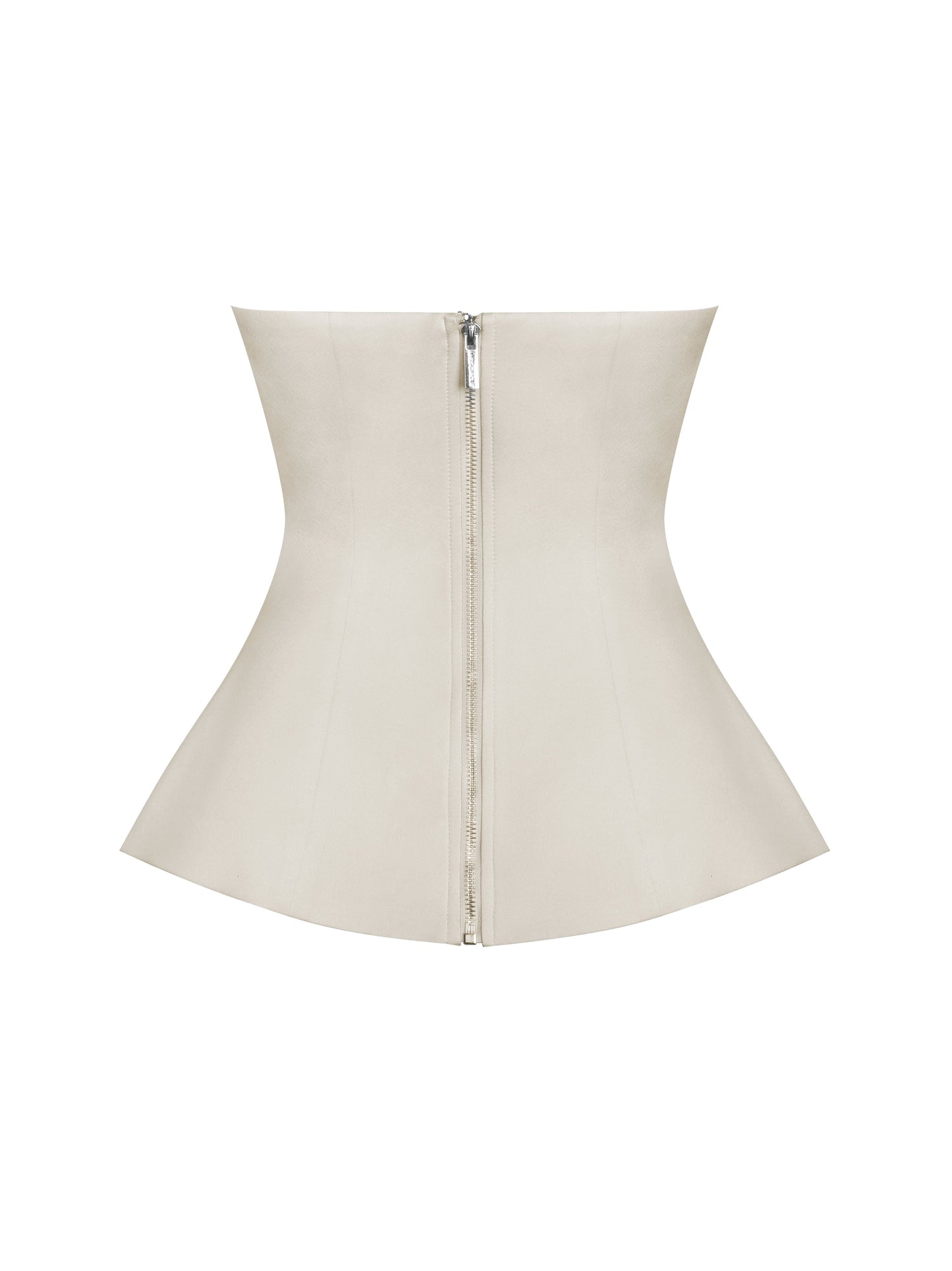 Yani Ivory Asymmetrical Lapel Sleeveless Peplum Top