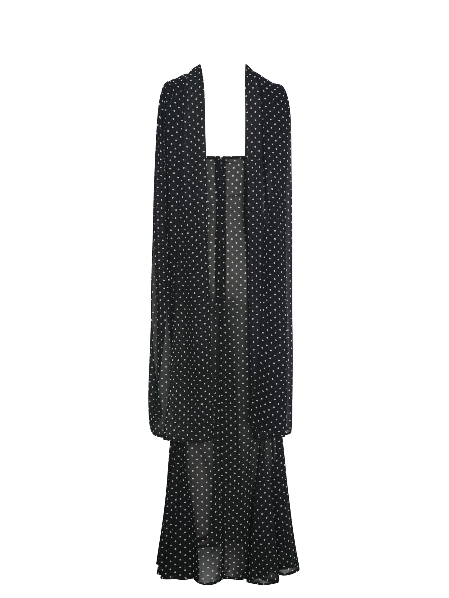 Yadira Black Base Polka Dot Chiffon Maxi Dress