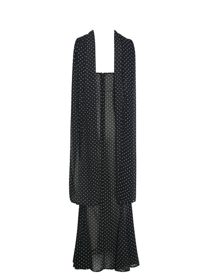 Yadira Black Base Polka Dot Chiffon Maxi Dress