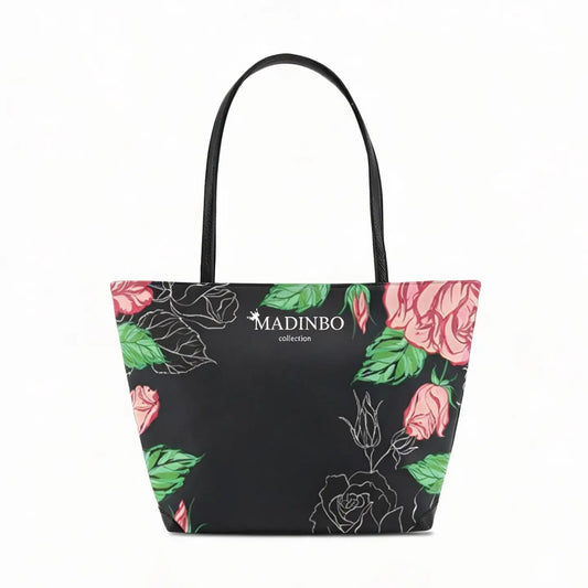 Shopper with Vase - Made in Italy - Black Roses