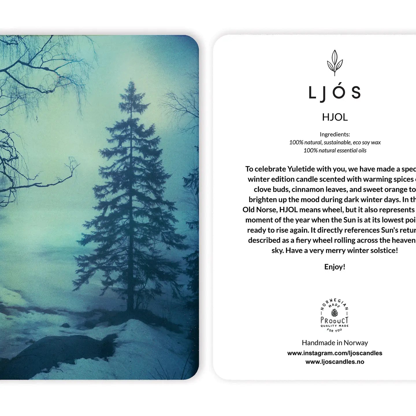 Hjol Norwegian Winter Edition Soy Wax Candle 160g