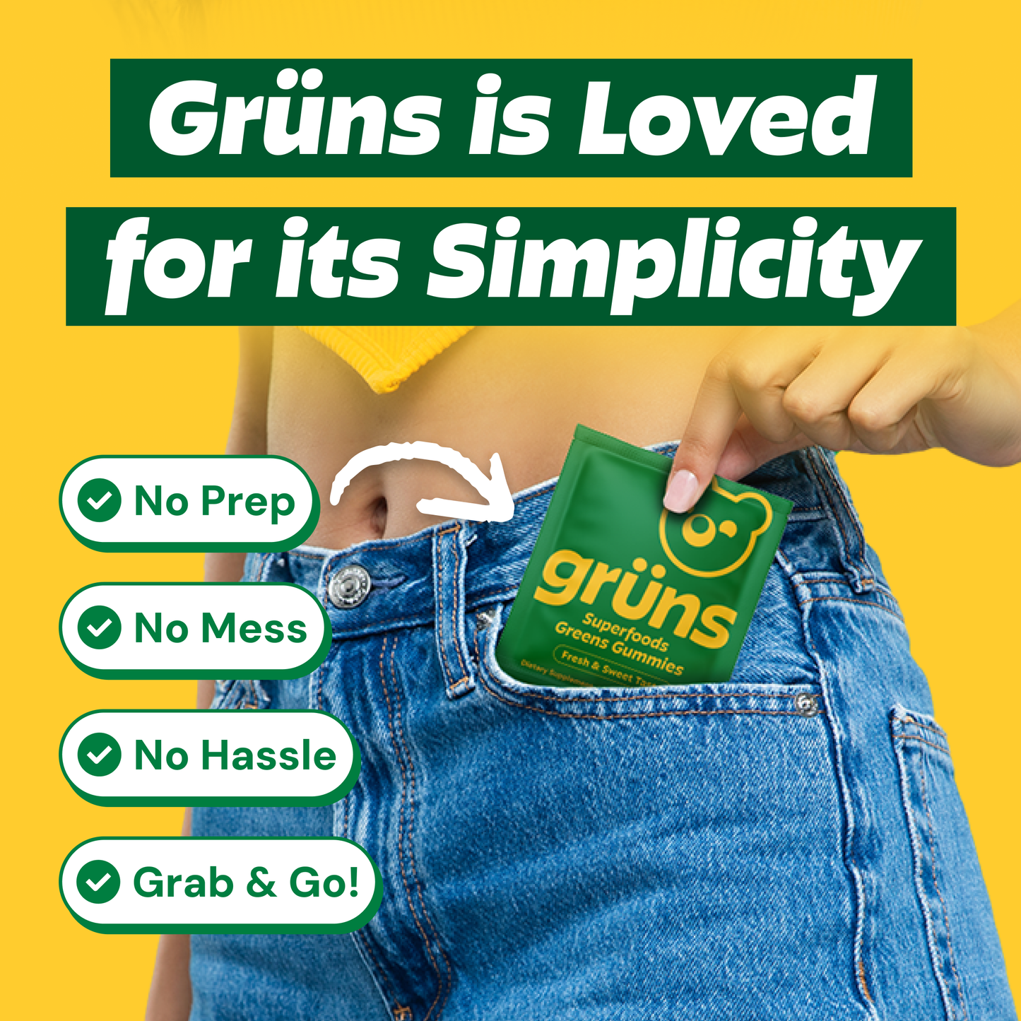 Grüns - Grüns Adult Superfood Greens Gummies, 30 Servings
